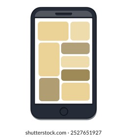Smartphone display with various neutral color blocks arranged in a grid layout for design purposes