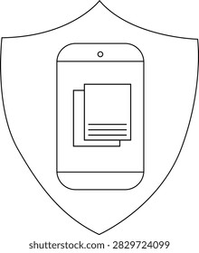 A smartphone displayed within a shield, symbolizing mobile security, data protection, and privacy on mobile devices. Represents secure mobile applications and information.