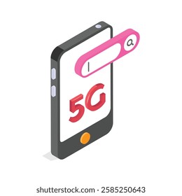 A smartphone displaying 5G technology with an active search bar