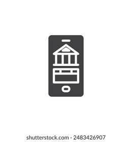 Smartphone mit Bank-App-Interface-Vektorgrafik-Symbol. Gefülltes flaches Schild für mobiles Konzept und Webdesign. Symbol für Mobile Banking. Symbol, Logo-Darstellung. Vektorgrafik-Grafiken
