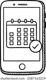 Smartphone Displaying Calendar with Checkmark Icon