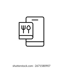 Smartphone Displaying Culinary Instructions And Recipe Book Icon Outline Vector Illustration