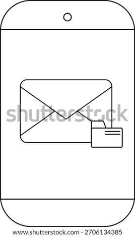 Smartphone displaying an email icon with an attached folder indicating an email attachment