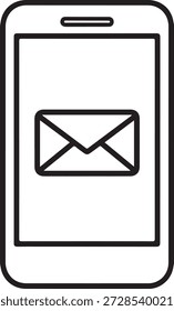 Smartphone que muestra el icono del email aislado en el fondo blanco, Vector, ilustración