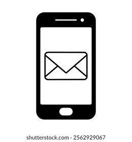 smartphone displaying an envelope icon. smartphone icon with mail sign.