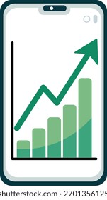 smartphone displaying a growing financial graph, representing business success