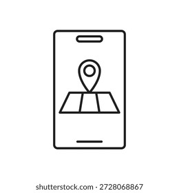 Smartphone exibindo um mapa com um marcador de destino