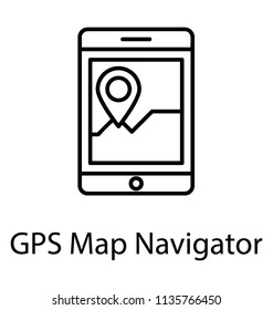 
Smartphone displaying map of some destination, concept of mobile gps icon

