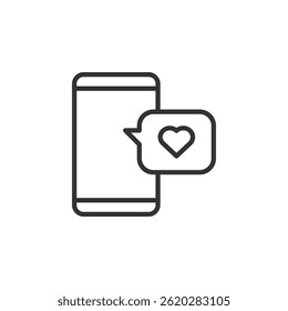 Smartphone Displaying Message Icon with Heart Symbol for Digital Communication and Mental Health Engagement