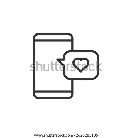Smartphone Displaying Message Icon with Heart Symbol for Digital Communication and Mental Health Engagement