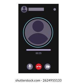 Smartphone displaying an ongoing video call with a user profile picture and call duration