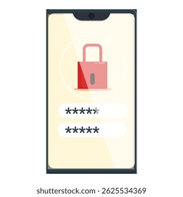 Smartphone displaying password protected login screen with padlock icon, emphasizing mobile security concept