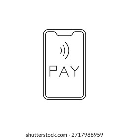 Smartphone exibindo texto 'PAY' e ondas sem fio.