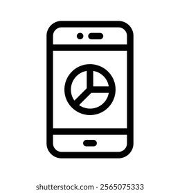 Smartphone displaying pie chart, concept icon of data tracking