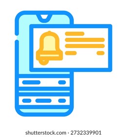 Smartphone displaying a pop up notification with a bell icon and text lines, indicating an incoming digital alert, reminder, or other important message from an application
