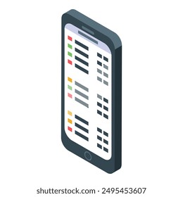 Smartphone que muestra un App de gestión de proyectos, organizando tareas y plazos con indicadores codificados por colores