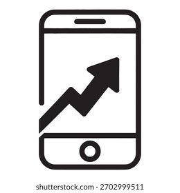 Smartphone que muestra un gráfico de flecha ascendente que indica crecimiento y éxito