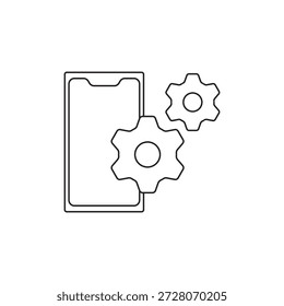 A smartphone displaying settings gear for app development.