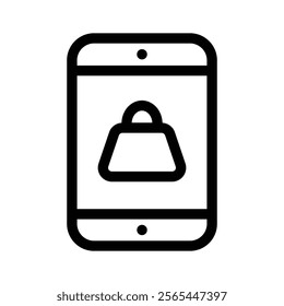 A smartphone displaying a shopping bag, symbolizing mobile commerce