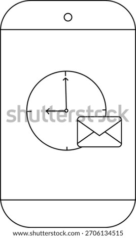 A smartphone displays a clock showing 900 with a mail envelope icon overlaying the clock face