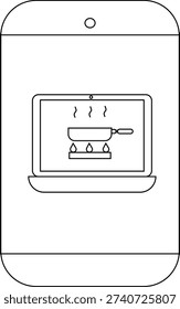 A smartphone displays a cooking tutorial with a laptoplike interface
