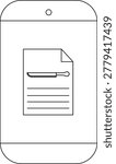 A smartphone displays a document with a scalpel and text lines