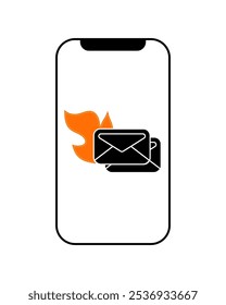 A smartphone displays a fiery message notification illustrating urgency and importance while emphasizing communication in a modern context