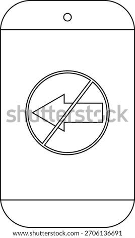 Smartphone displays a no left turn sign on its screen