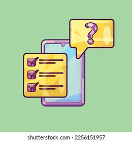 Smartphone with To do list form Illustration. Online Questionnaire Concept