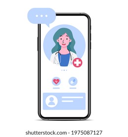 The smartphone with a doctor or female therapist on screen, chat and advise an online consultation. Online medical consultation service by doctor in remote treatment technology concept.