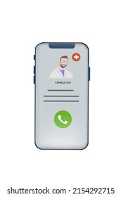 Smartphone con número de teléfono del médico, vector, eps, ilustración