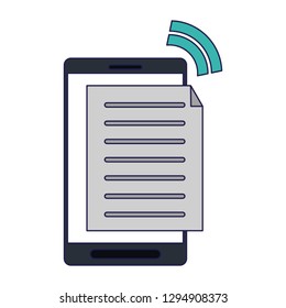 smartphone with document digital symbol