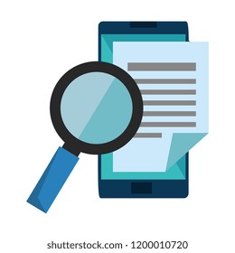 smartphone with document and magnifying glass
