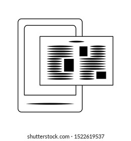 smartphone with document page icon over white background, vector illustration