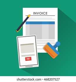 smartphone document payment financial item icon. Invoice design, vector illustration