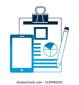 smartphone document report and pencil