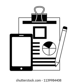 smartphone document report and pencil