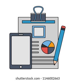 smartphone document report and pencil