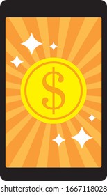 smartphone and dollar coin (vector illustration)