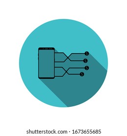 Smartphone, dollar, line long shadow icon. Simple glyph, flat vector of mobile concept icons for ui and ux, website or mobile application
