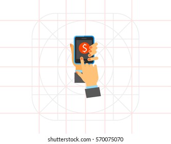 Smartphone with Dollar Sign in Hands Icon