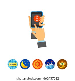 Smartphone with Dollar Sign in Hands Icon
