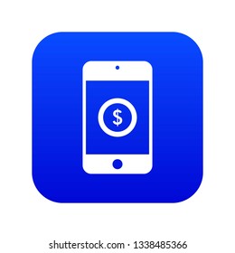 Smartphone with dollar sign on display icon digital blue for any design isolated on white vector illustration