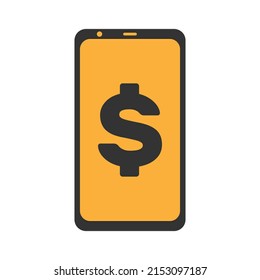 Smartphone with dollar sign on the screen. Mobile payment services, finances app, financial banking technology concept