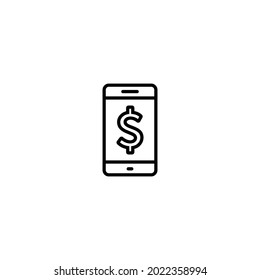 Smartphone con vector de icono de símbolo dólar