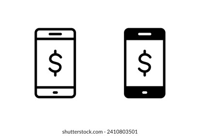 Smartphone mit Dollar-Symbol-Symbol-Vektorgrafik für Website-Computer und mobile App