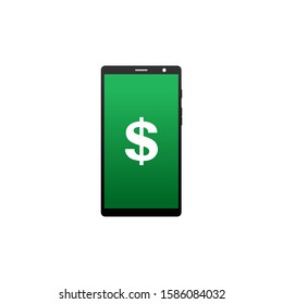 Smartphone with dollar symbol on the screen. vector illustration