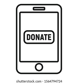 Smartphone donation icon. Outline smartphone donation vector icon for web design isolated on white background