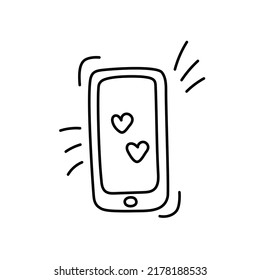 Smartphone Doodle Icon Handdrawn Sketch Electronic Stock Vector ...