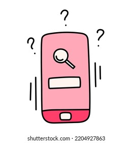 Smartphone doodle icon. Hand-drawn sketch electronic gadget with touchscreen, for calls and sms.Device for communication and Internet. Isolated. Vector illustration